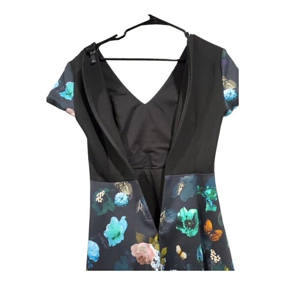 Club Monaco Women's Aurelie Dress Fit & Flair Flowers Butterfly V-Neck Pockets 4 - Picture 10 of 12